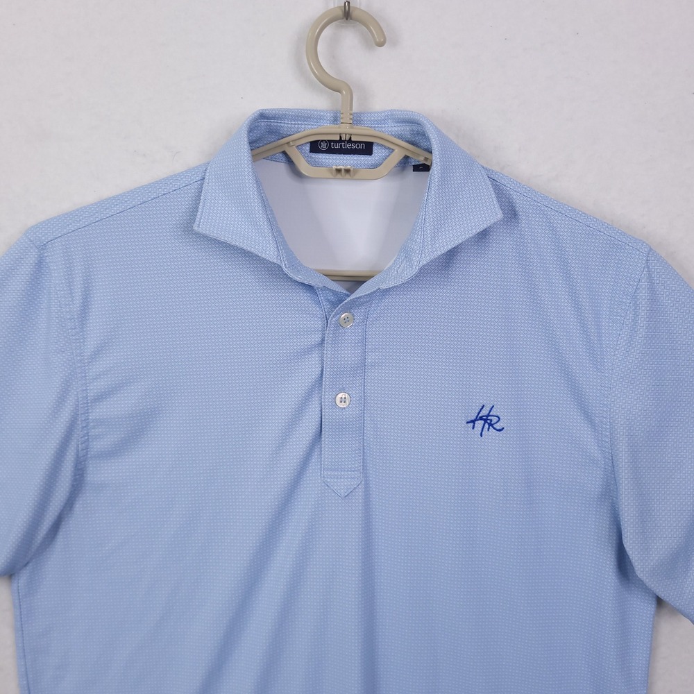 Turtleson Polo Shirt Mens XL Blue Geometric Print Performance Golf Stretch